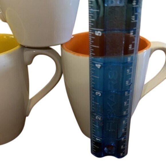 Set Of 3 222 Fifth Flip Flop  Stoneware Mugs With Yellow & Orange Interior - Picture 3 of 4